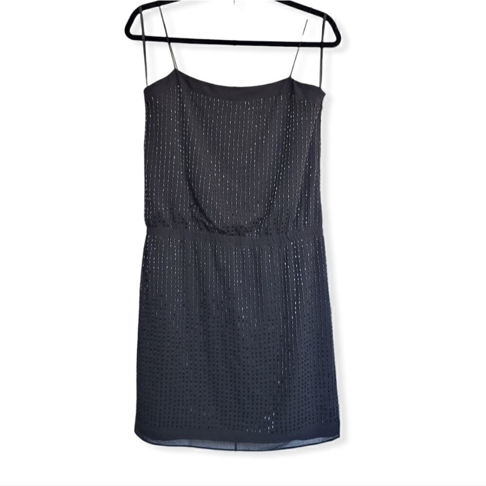 Ann Taylor spaghetti strap beaded black dress - Picture 2 of 12